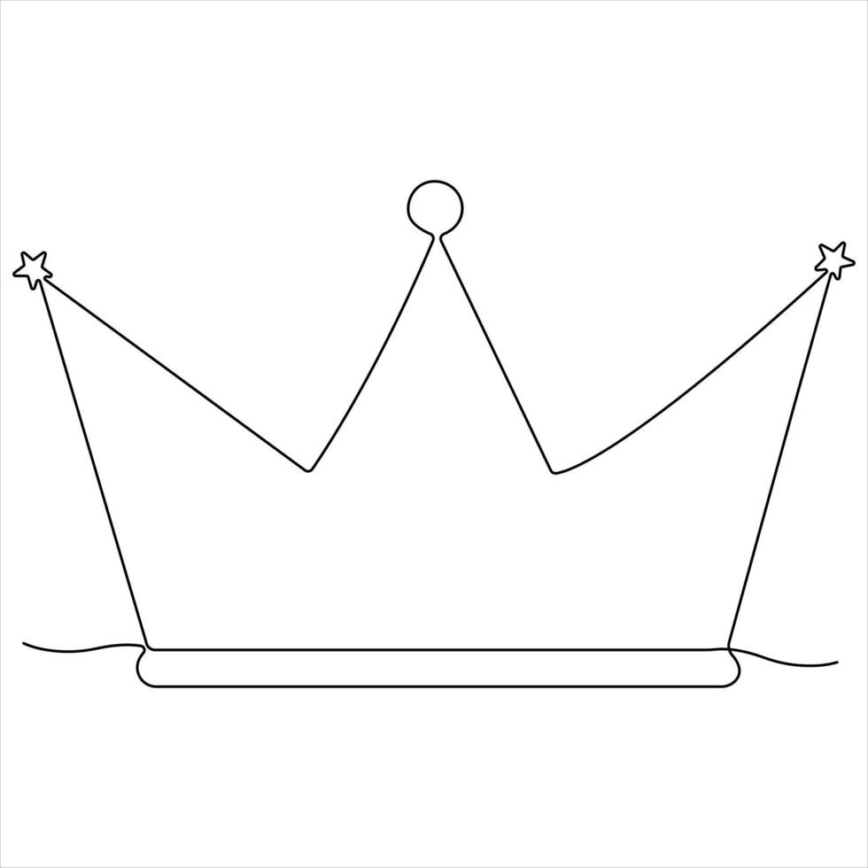 Crown continuous single line royal banner concept Line art outline minimal illustration vector