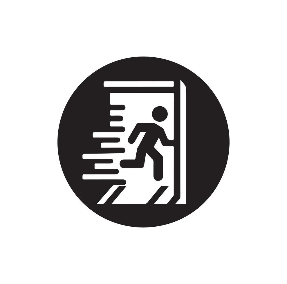 Emergency exit illustration, escape route sign and symbol vector