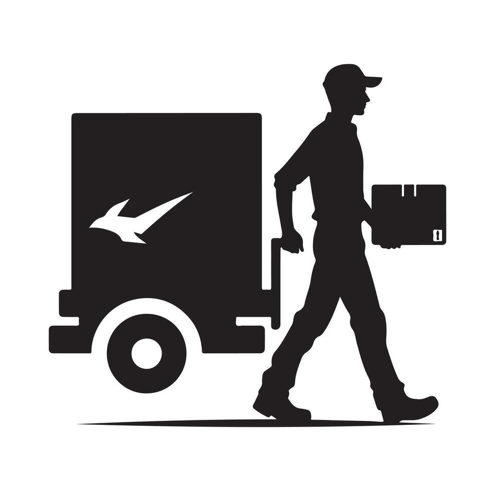 Delivery man silhouette illustration set vector