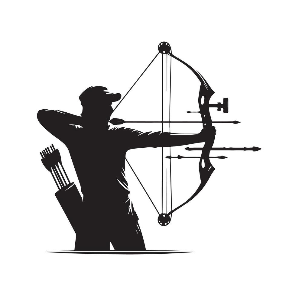archer silhouette illustration logo template vector