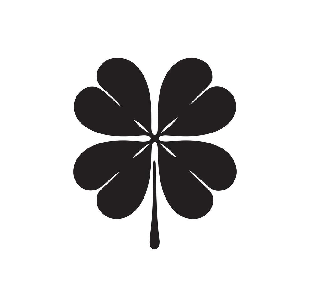 Four-leaf clover icon illustration. Black icon isolated on white background. Clover silhouette. vector