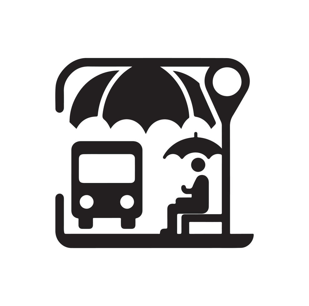 Bus stop icon illustration vector