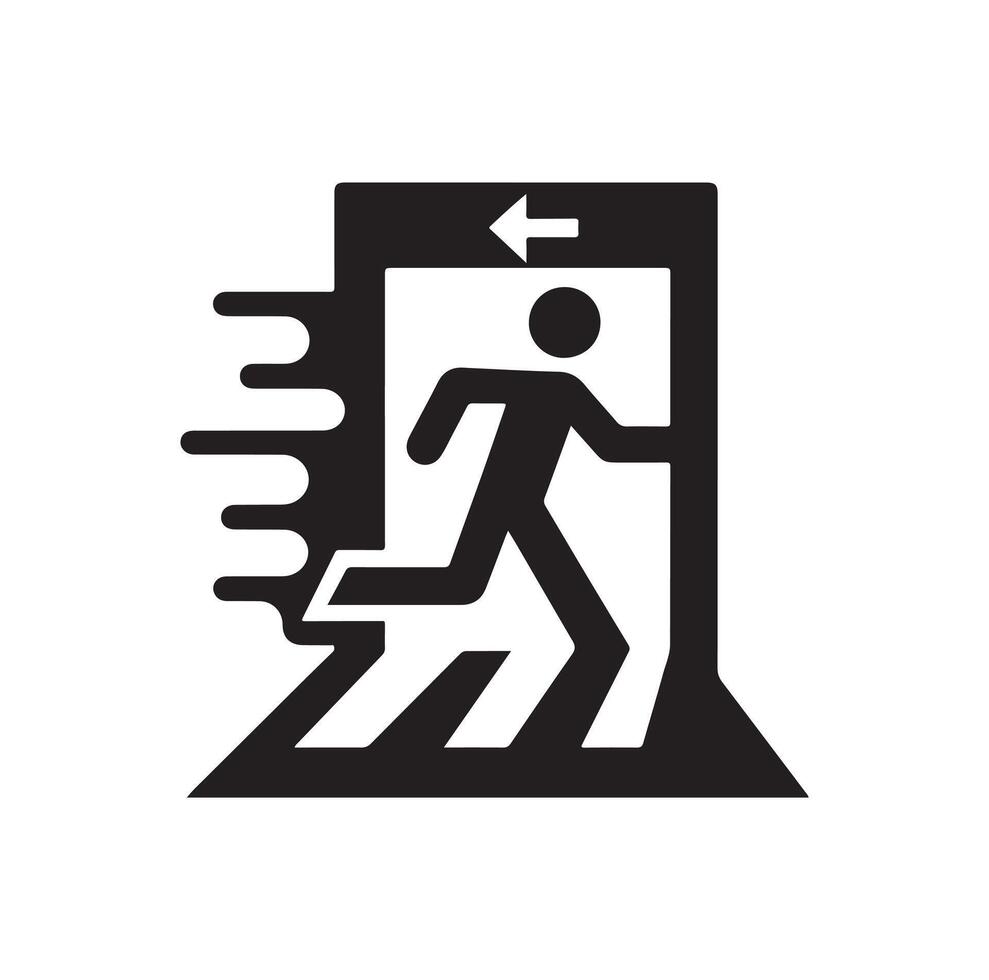 Emergency exit illustration, escape route sign and symbol vector