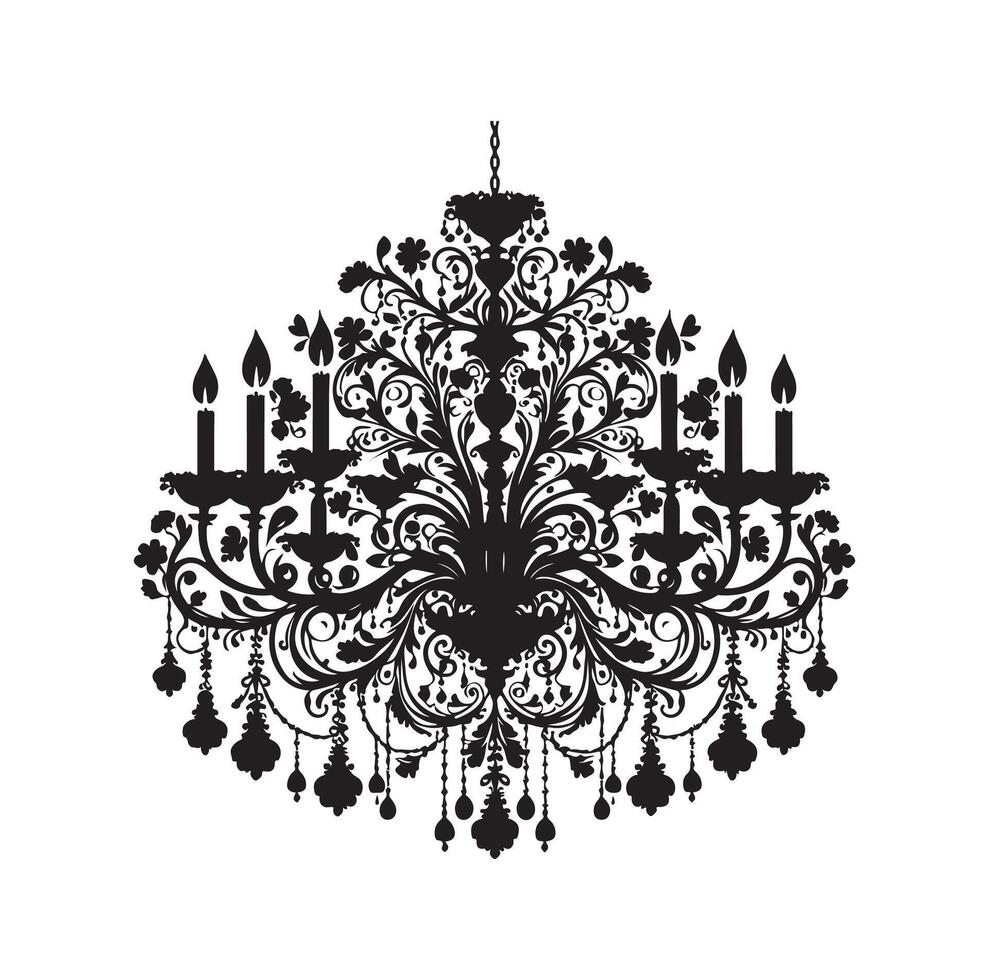chandelier illustration icon silhouette style vector