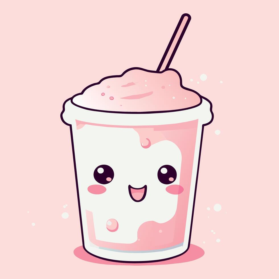 smile face milk cup sticker vector