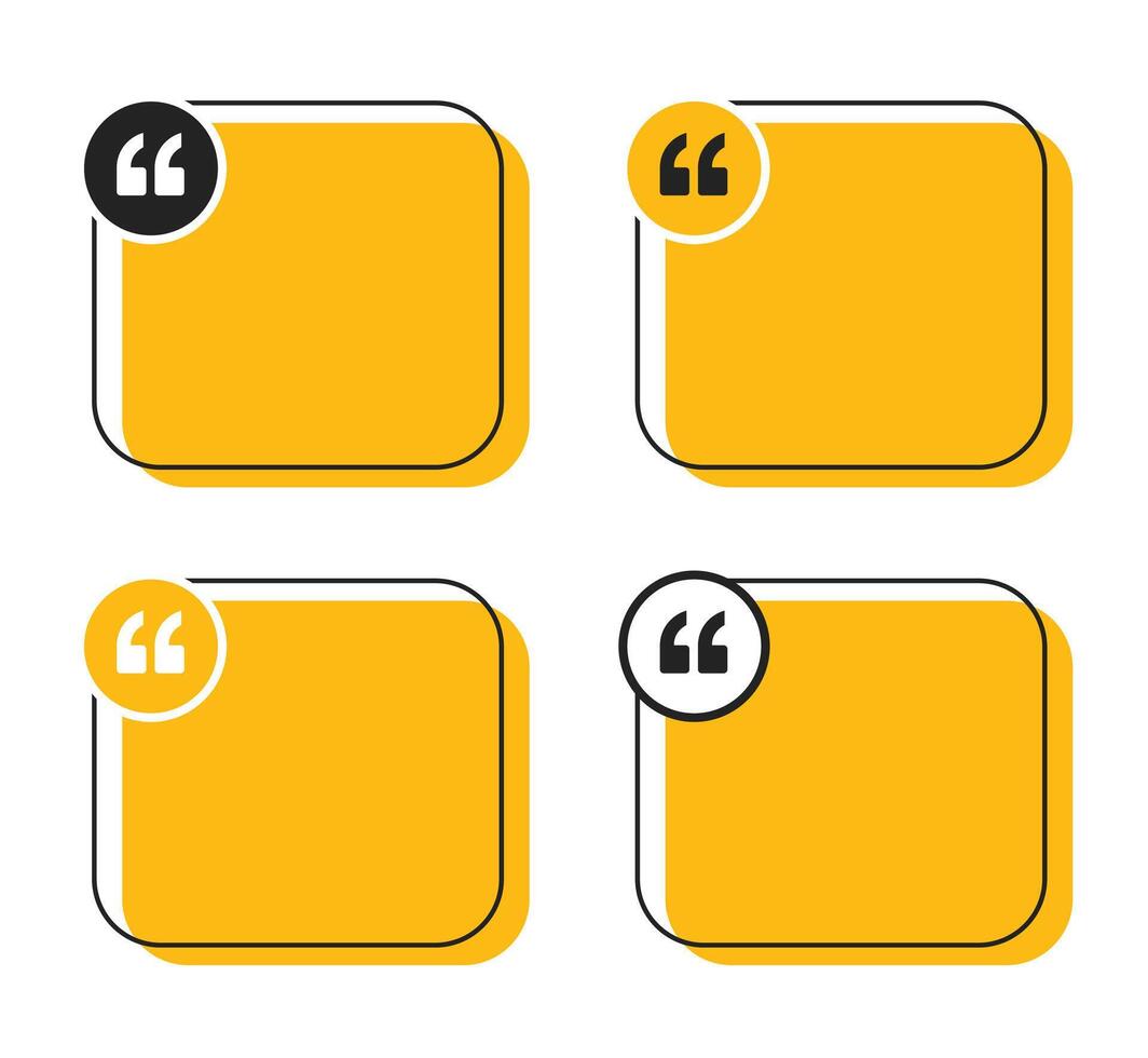 Quote text box frame in squircle shape with quote marks illustration set vector