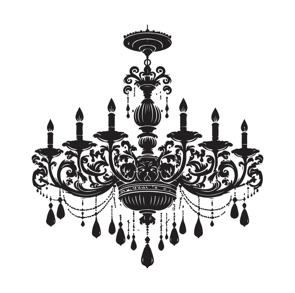 chandelier illustration icon silhouette style vector