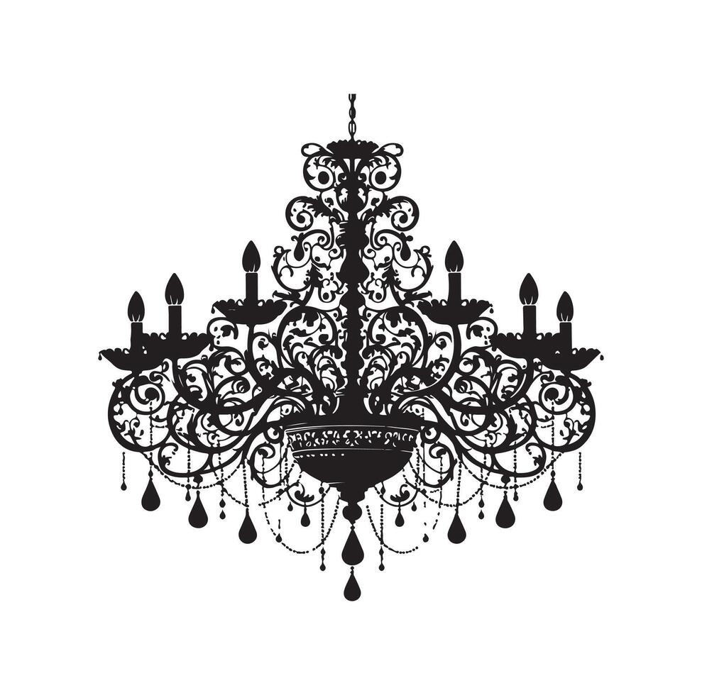 chandelier illustration icon silhouette style vector