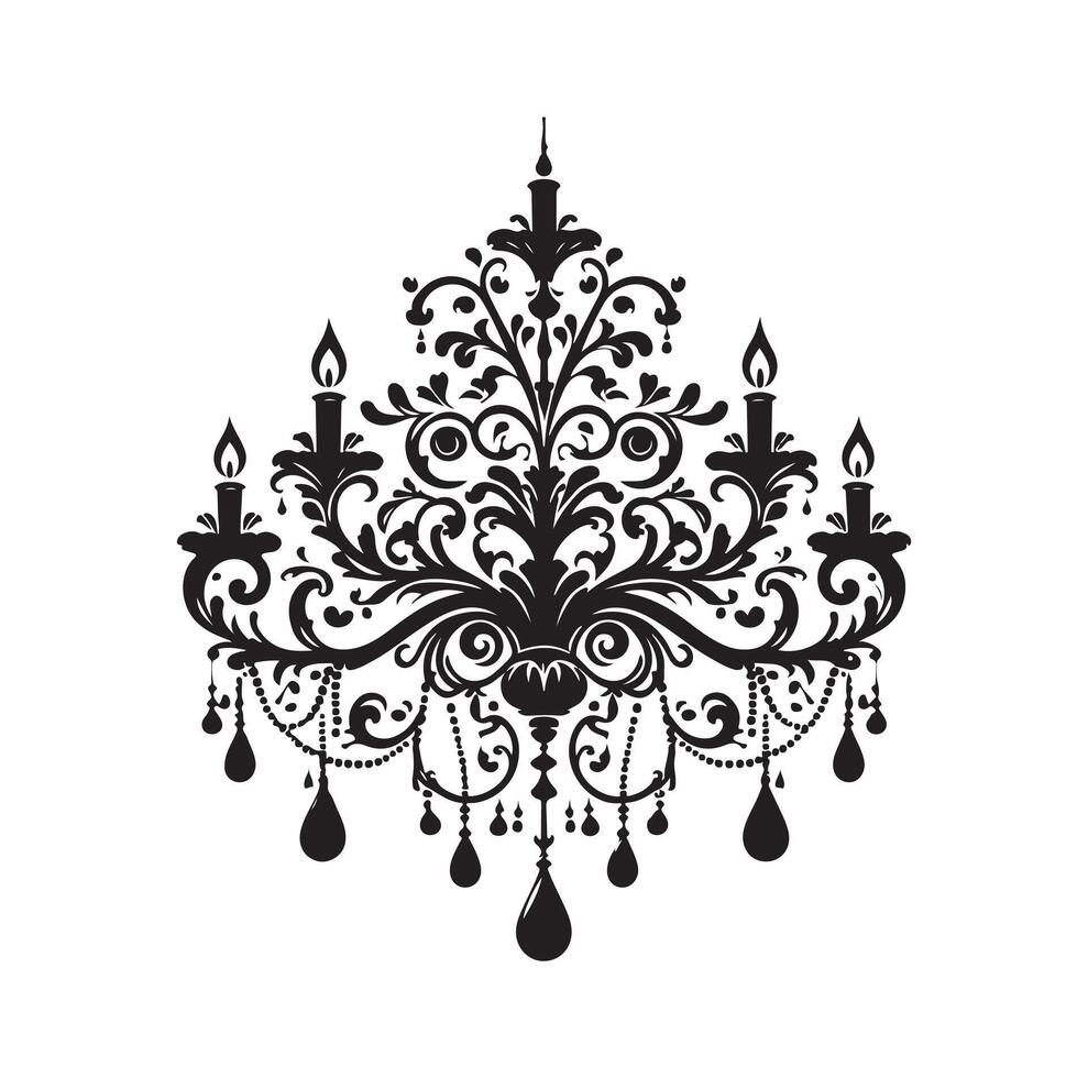 chandelier illustration icon silhouette style vector