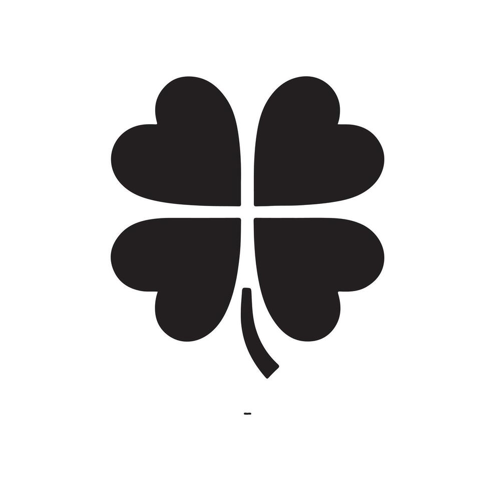 Four-leaf clover icon illustration. Black icon isolated on white background. Clover silhouette. vector