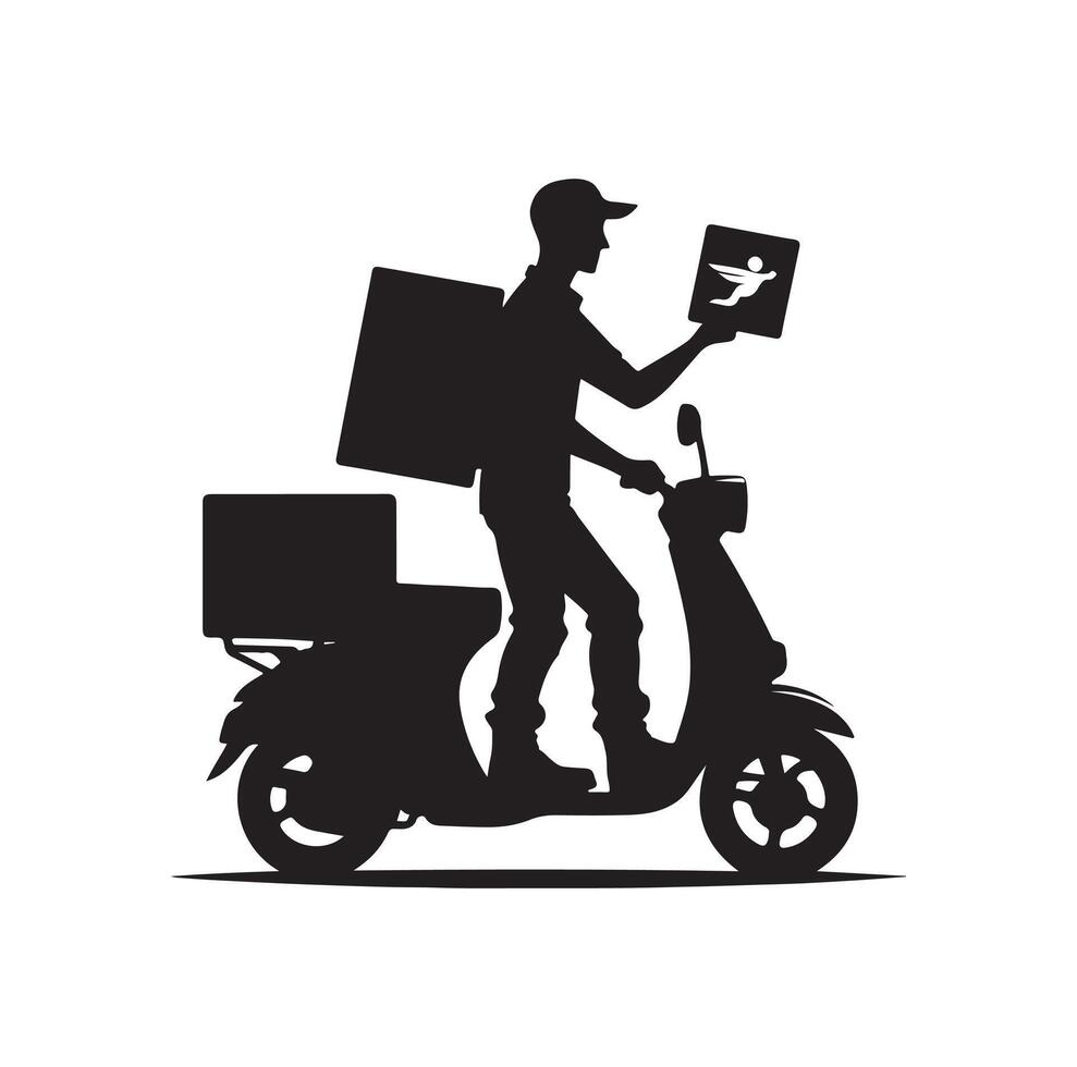 Delivery man silhouette illustration set vector