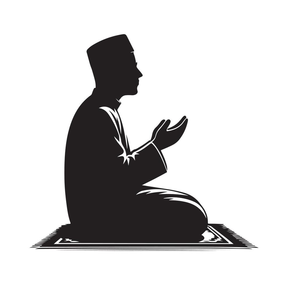 Muslim Praying silhouette. praying symbol illustration vector