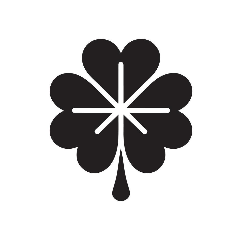 Four-leaf clover icon illustration. Black icon isolated on white background. Clover silhouette. vector