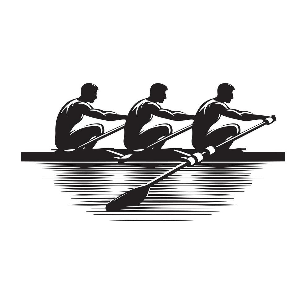 Rowing isolated silhouette illustration vector