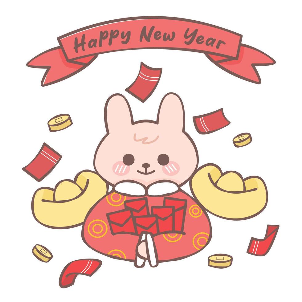 Doodle happy chinese new year vector