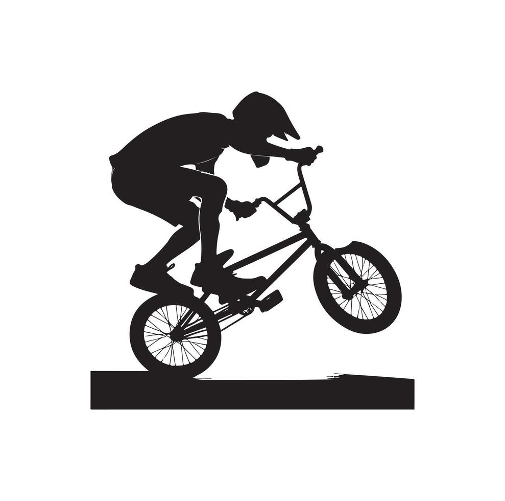 Professional bmx bicycle player silhouette. illustration vector