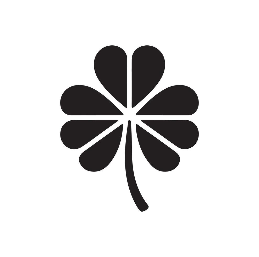 Four-leaf clover icon illustration. Black icon isolated on white background. Clover silhouette. vector