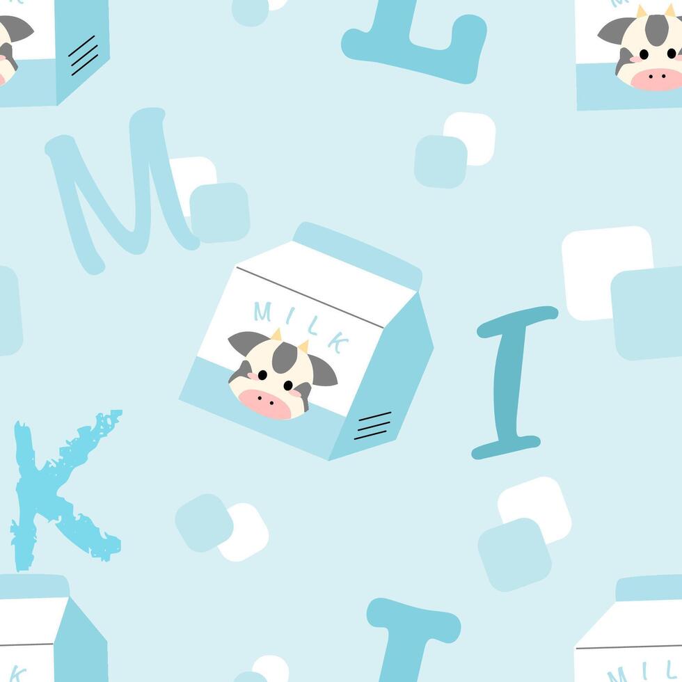 Seamless pattern with milk cow vector
