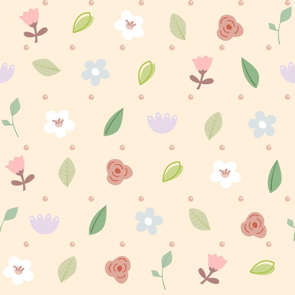 Seamless pattern with cute floral vector