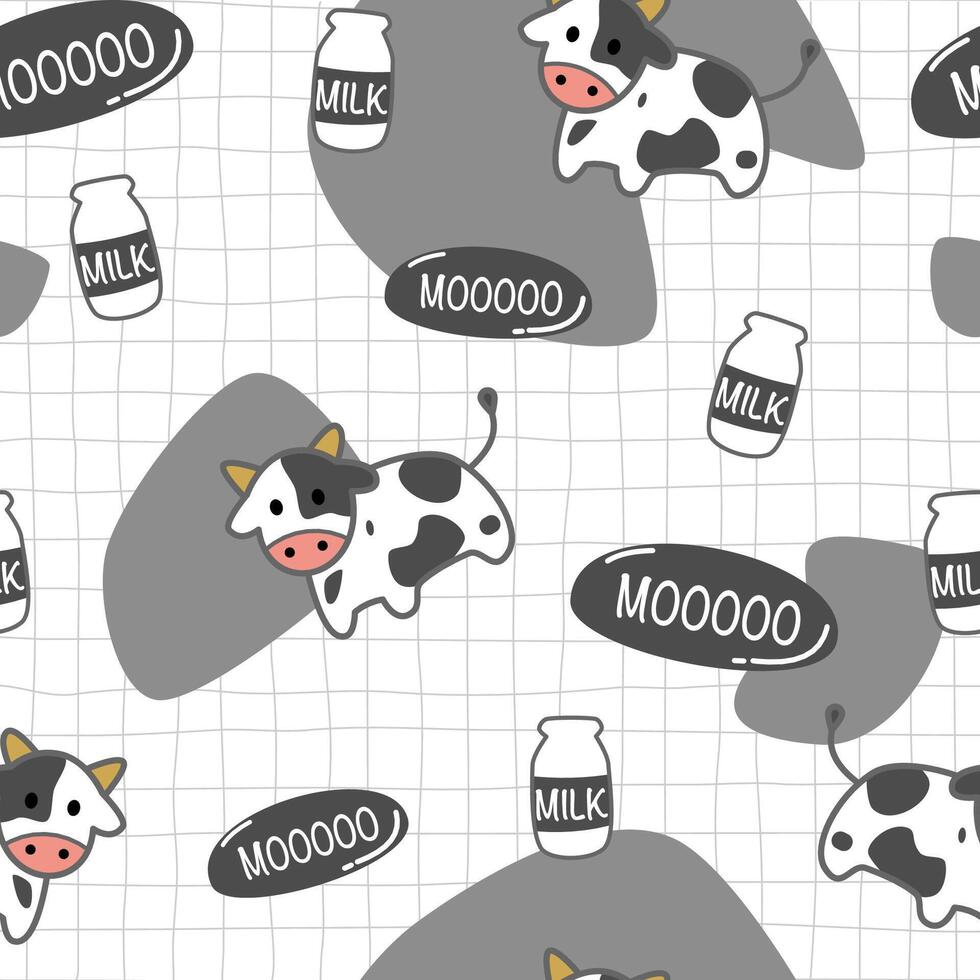 Seamless pattern with milk cow vector