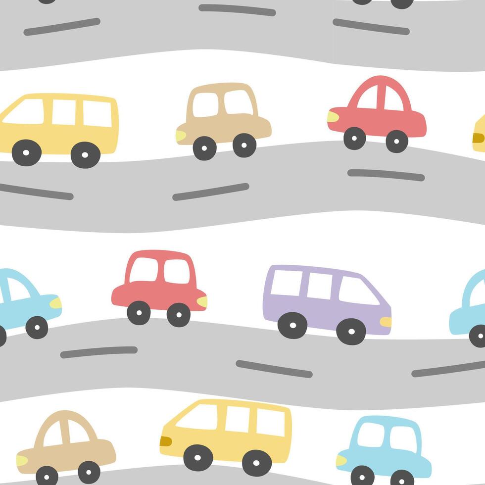 Seamless pattern with cute car vector