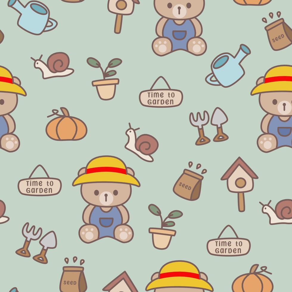 Seamless pattern with a cute bear vector