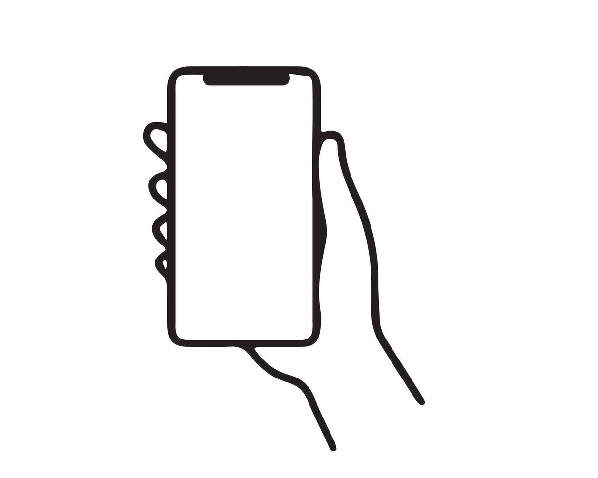 flat design hand holding phone design vector