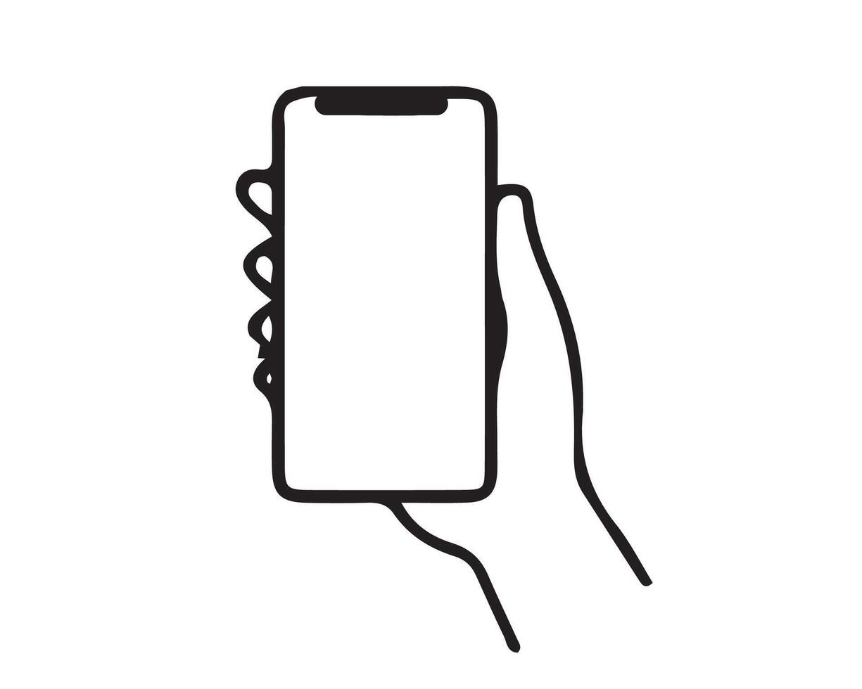 flat design hand holding phone design vector