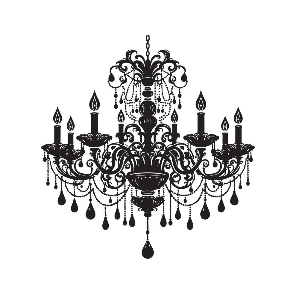 chandelier illustration icon silhouette style vector