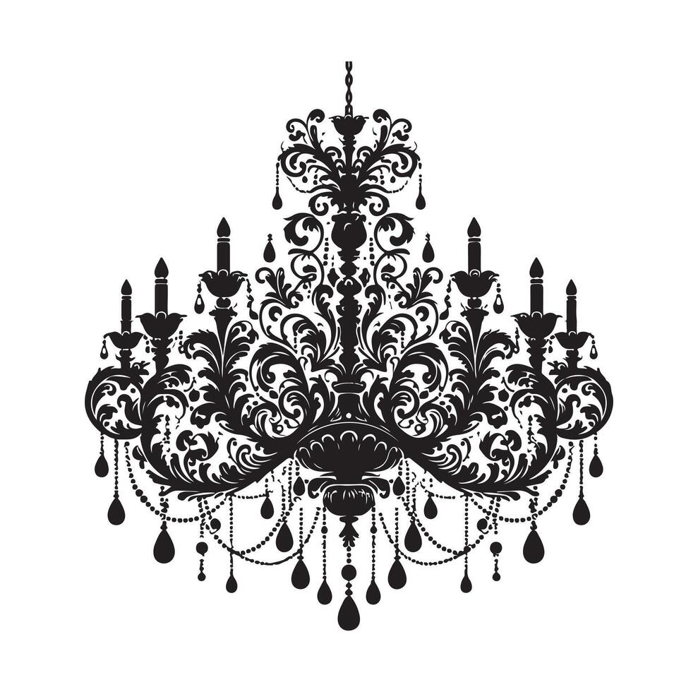 chandelier illustration icon silhouette style vector