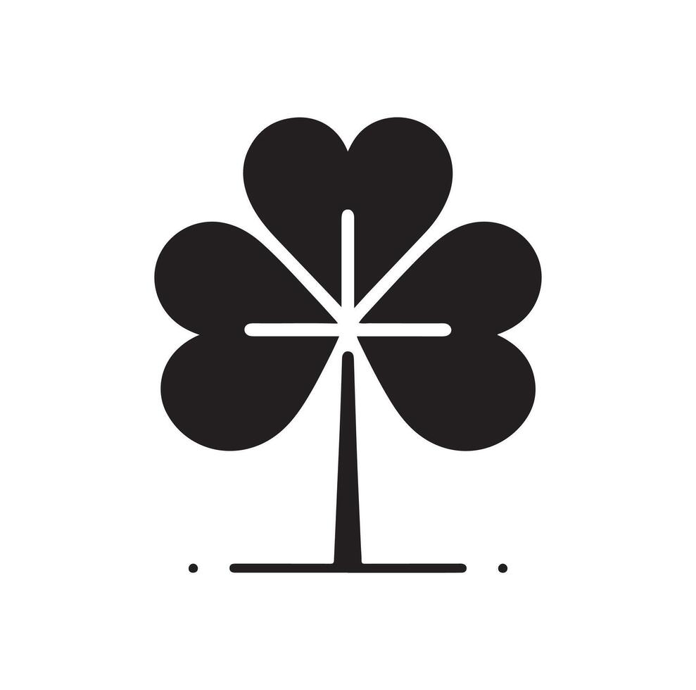 Four-leaf clover icon illustration. Black icon isolated on white background. Clover silhouette. vector
