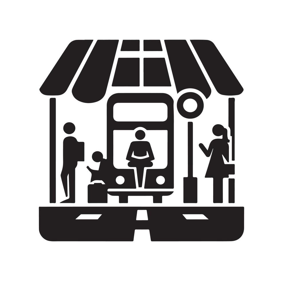 Bus stop icon illustration vector