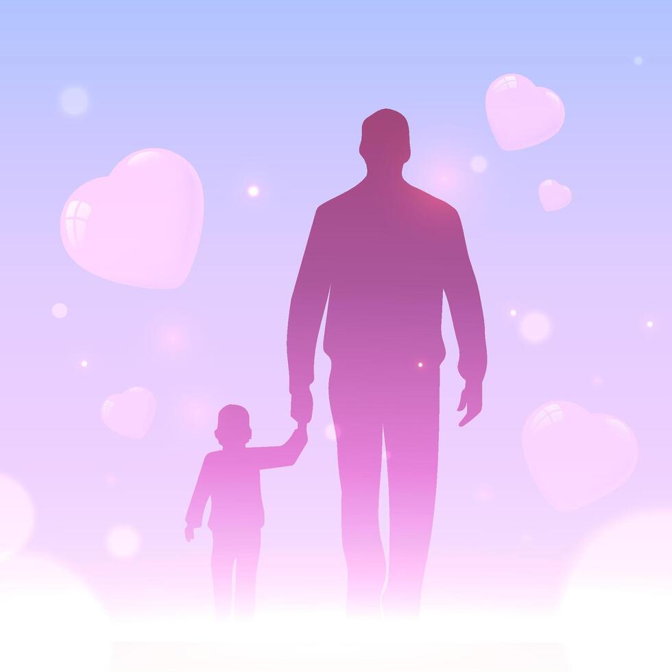 a man and a child are holding hands in the sky vector