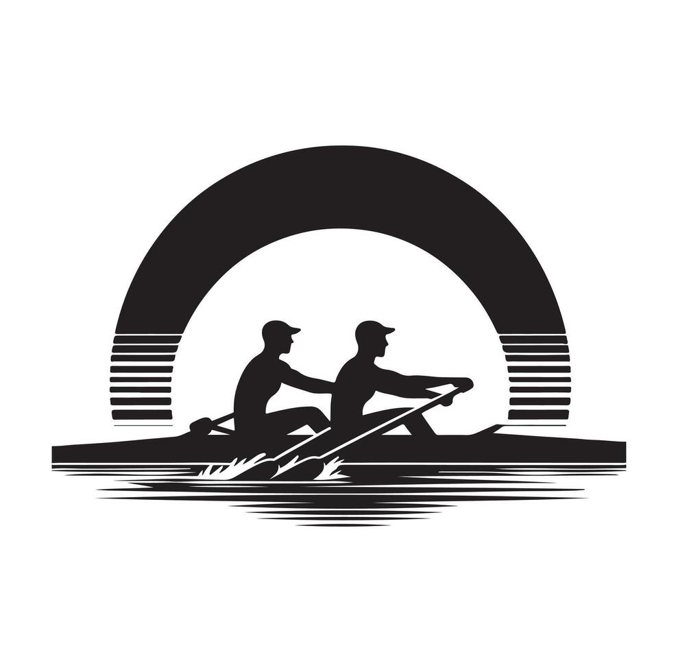 Rowing isolated silhouette illustration vector