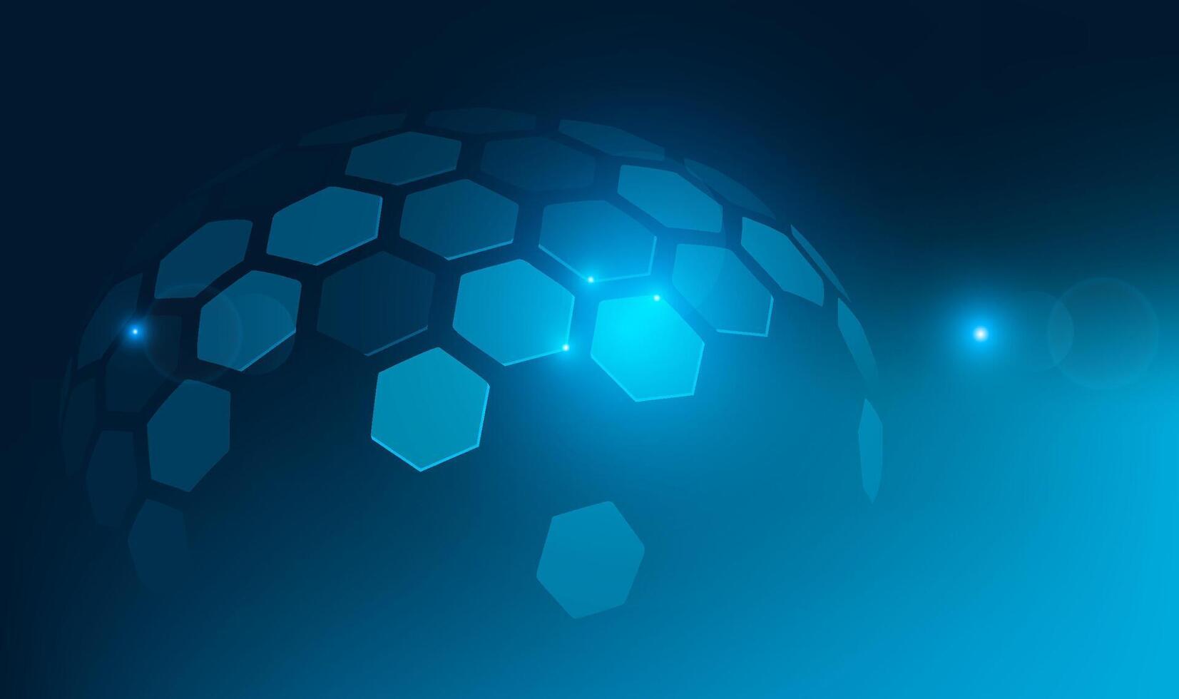 A blue sphere on a technological background glowed blue vector