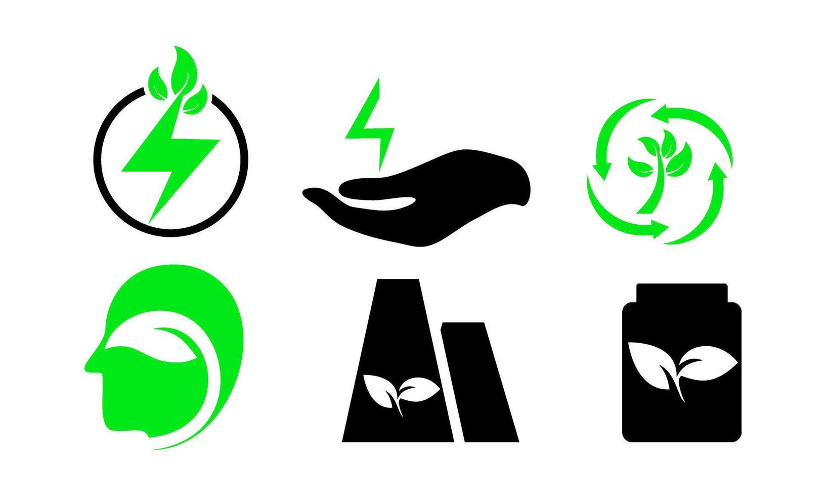 Green energy icon set. Collection of renewable energy, ecology and green electricity icons vector