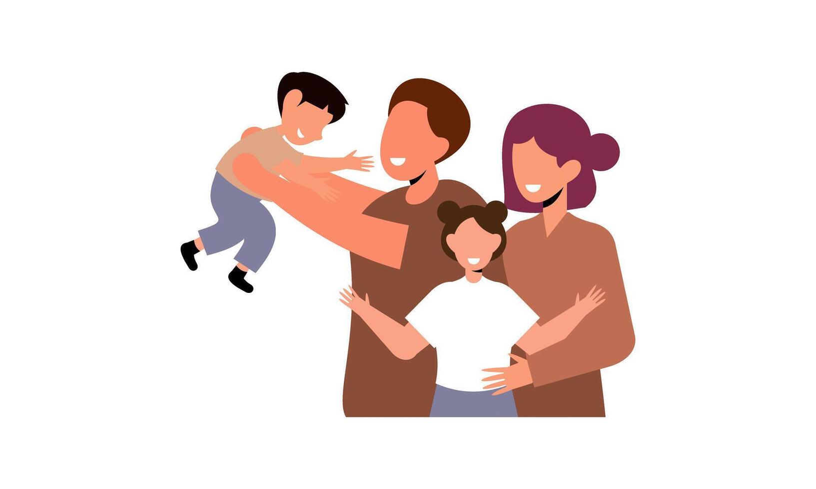 Happy big families hug illustration vector