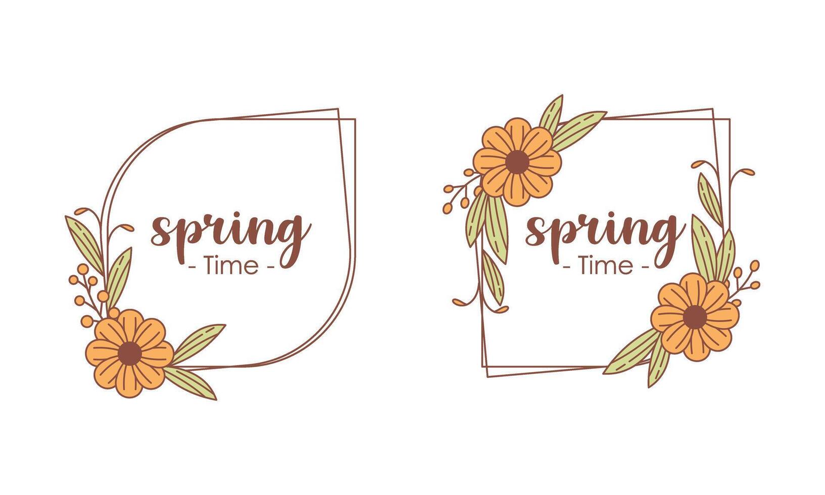 Spring time doodle floral frames vector