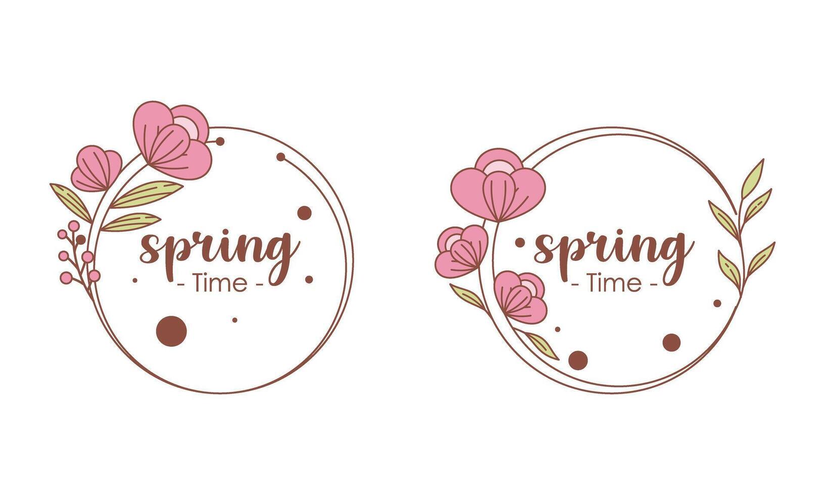 Spring time doodle floral frames vector