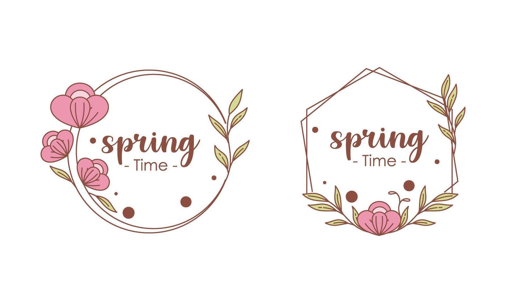 Spring time doodle floral frames vector
