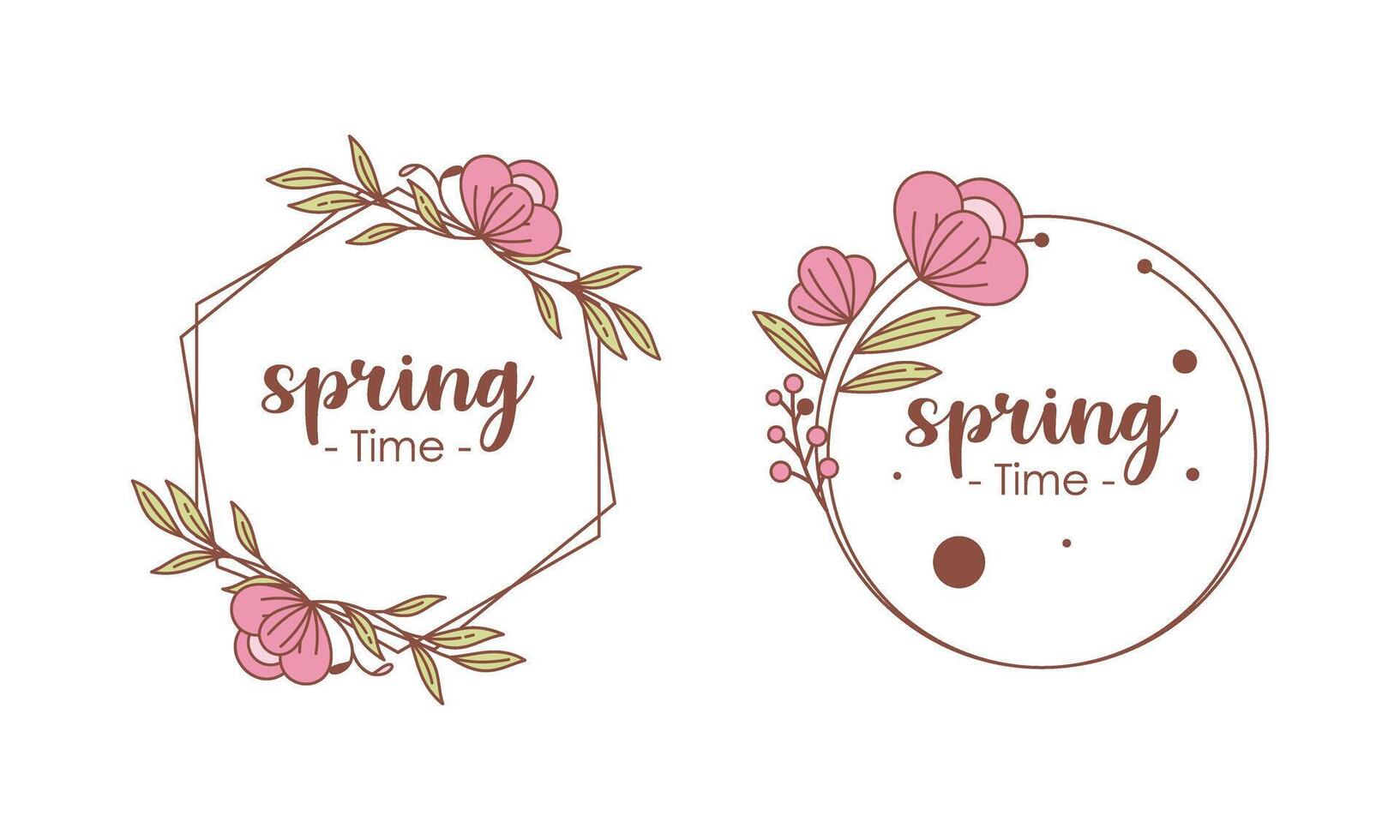 Spring time doodle floral frames vector