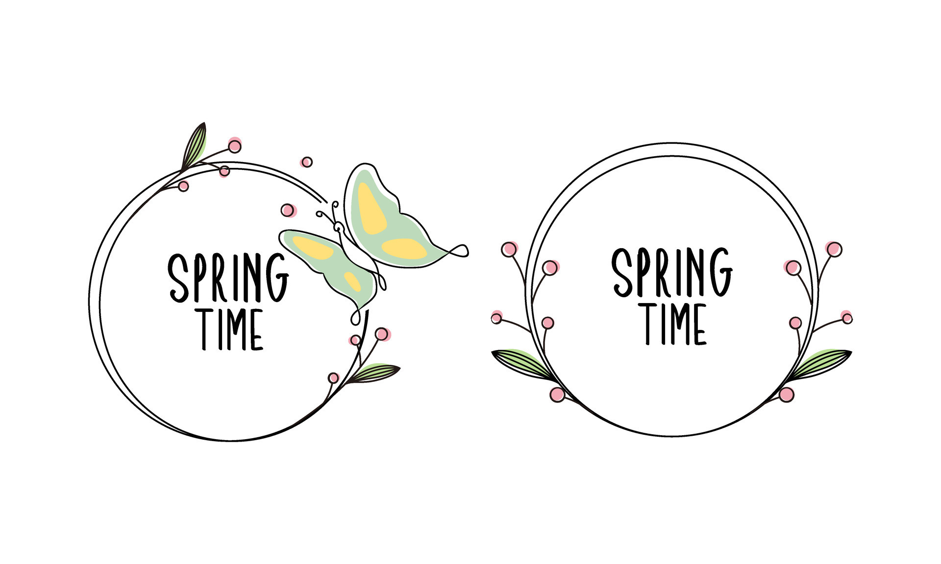 Spring time doodle floral frames 46342492 Vector Art at Vecteezy
