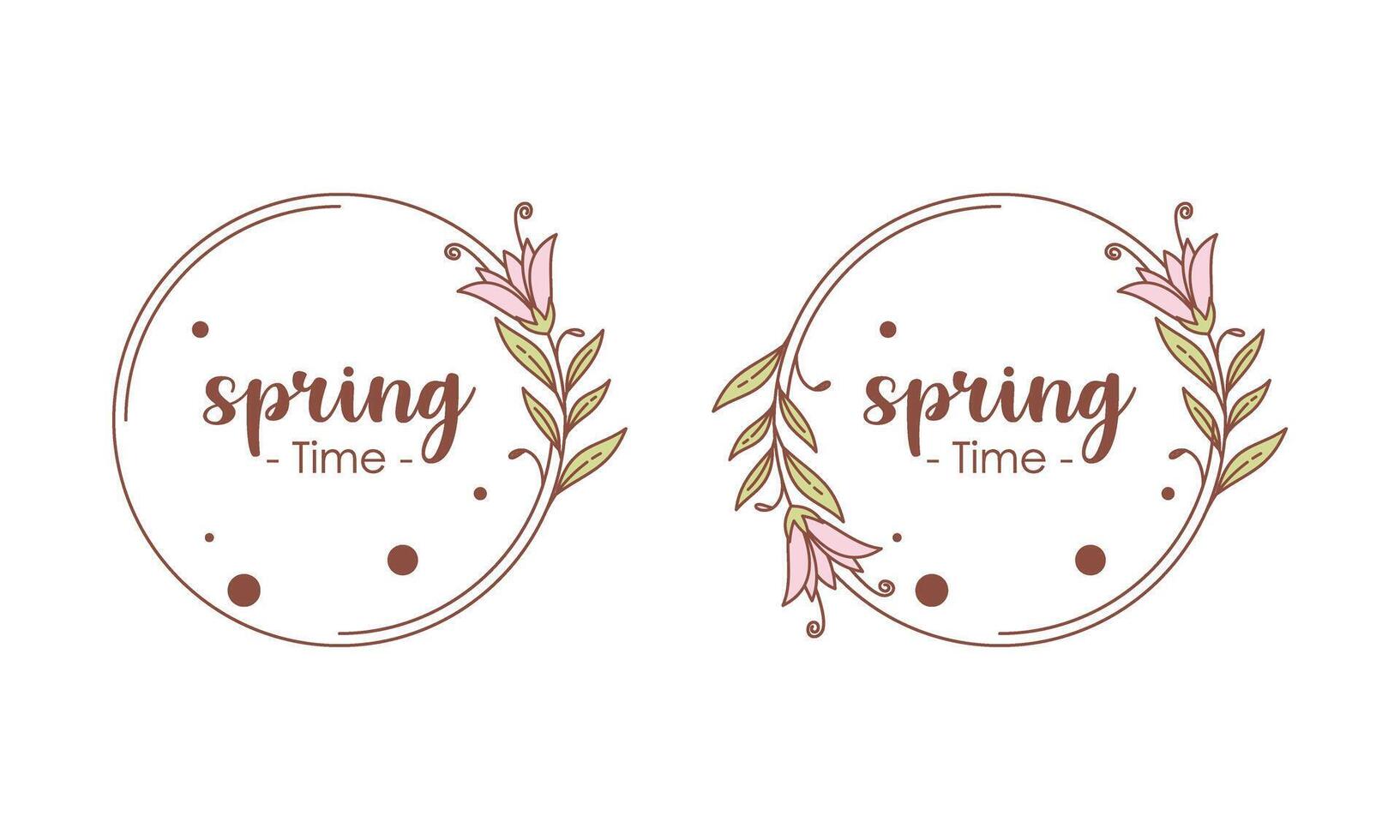 Spring time doodle floral frames vector