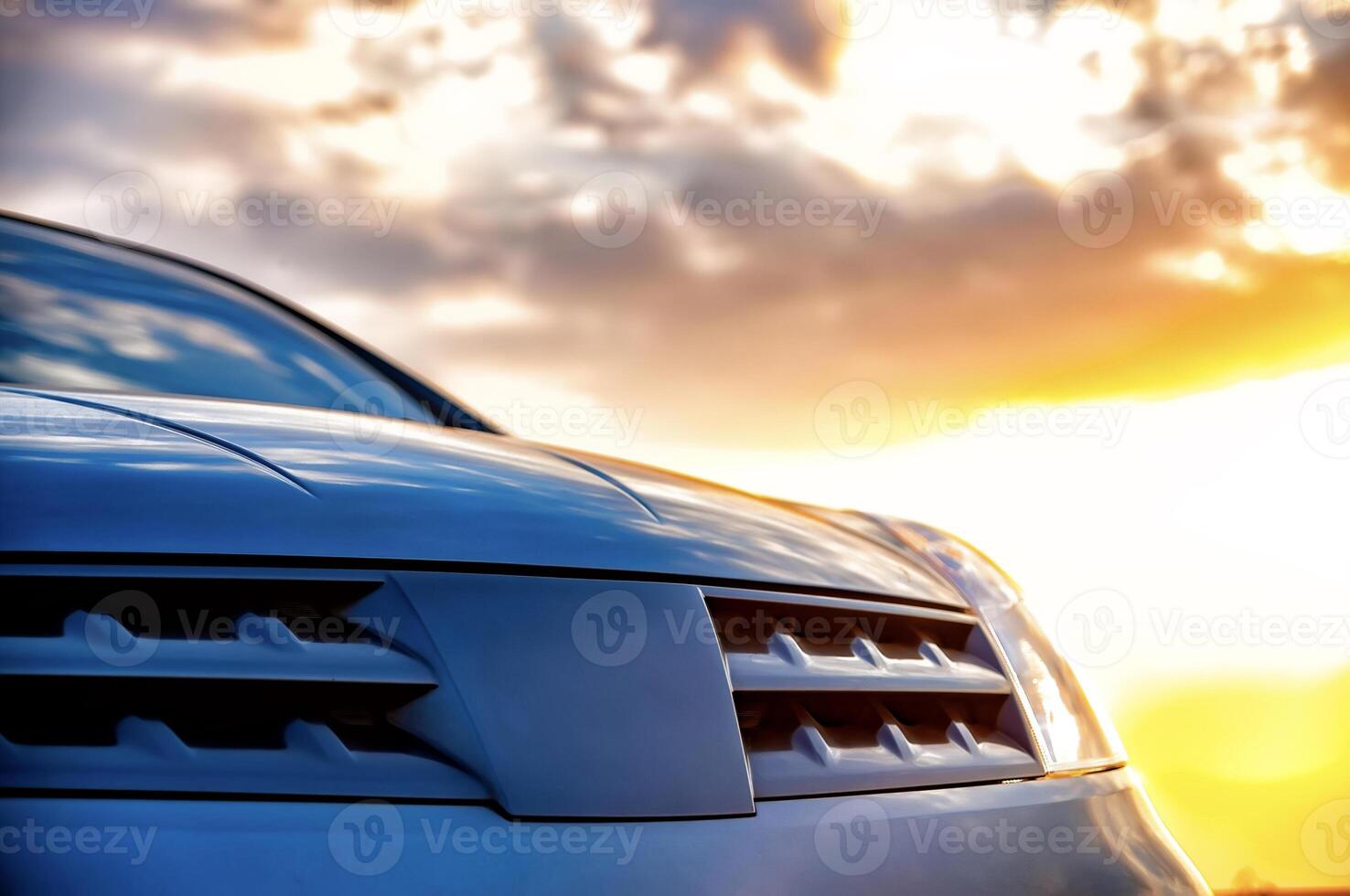 View of the front grill of a hatchback car photo