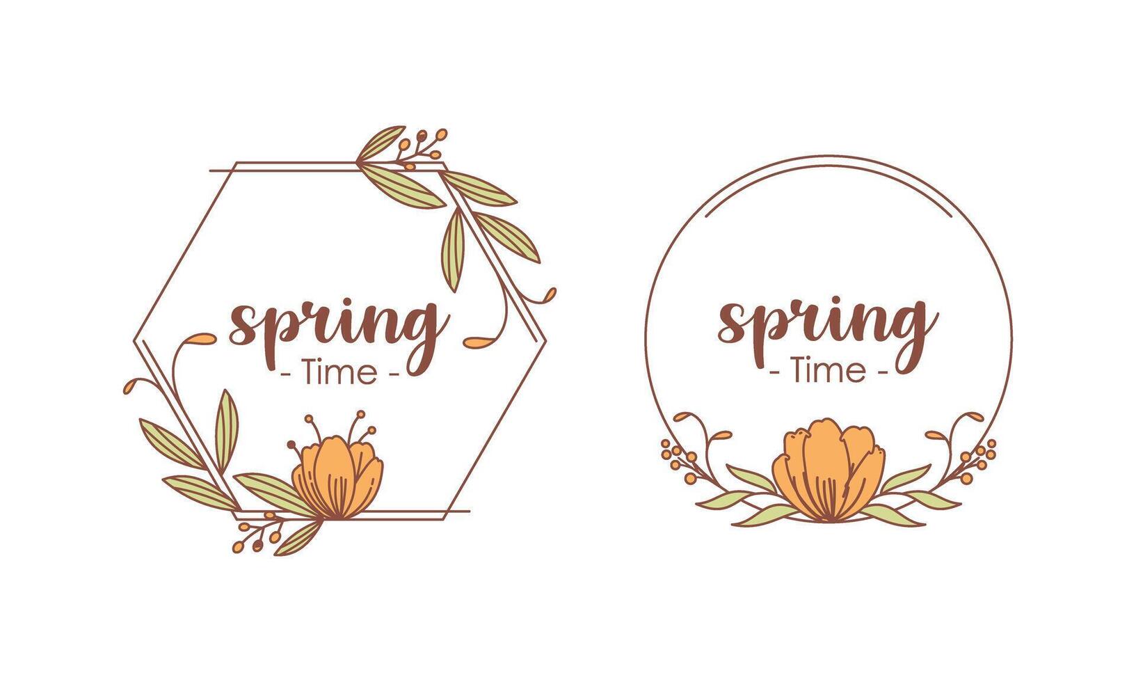 Spring time doodle floral frames vector
