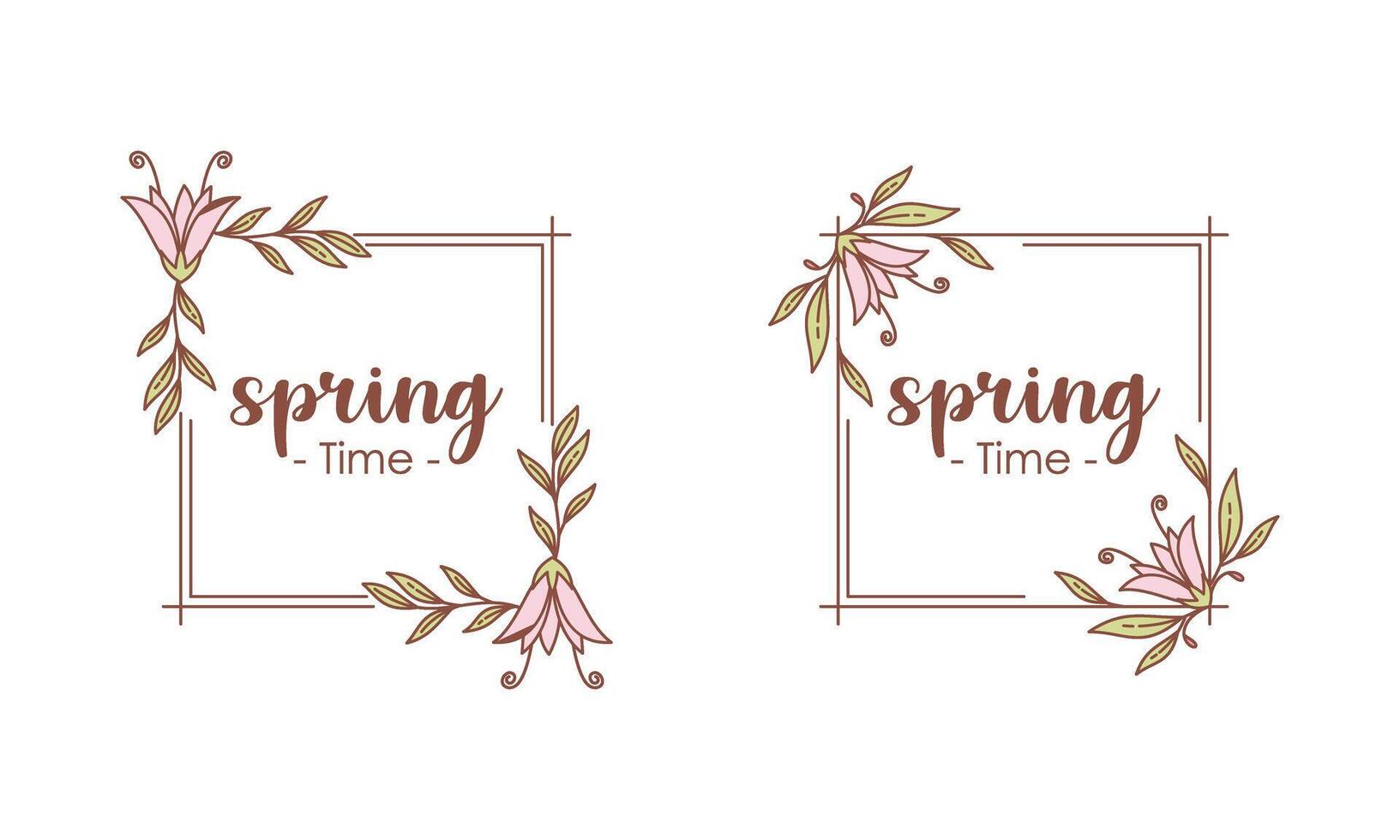 Spring time doodle floral frames vector