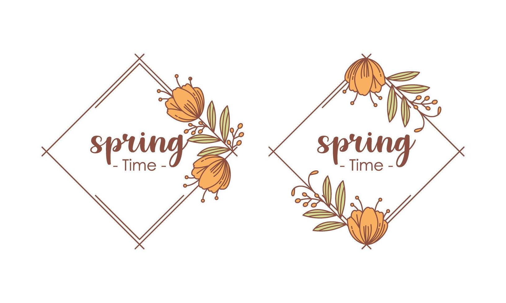 Spring time doodle floral frames vector