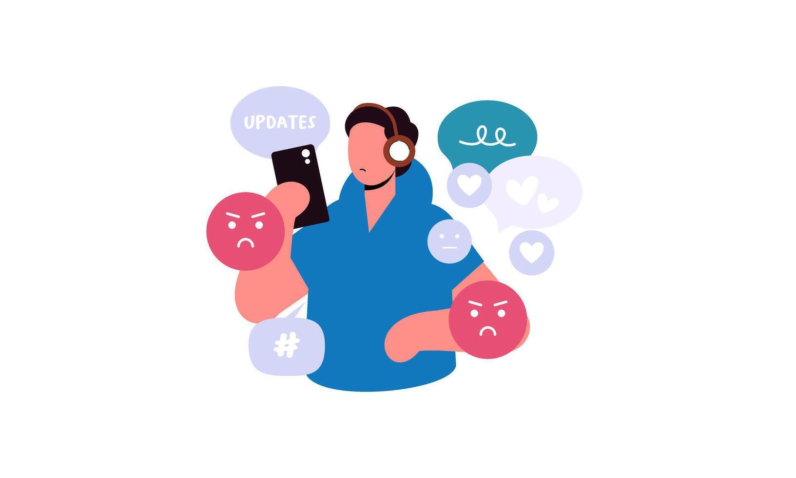 Modern social media problems, peculiarities and differences vector
