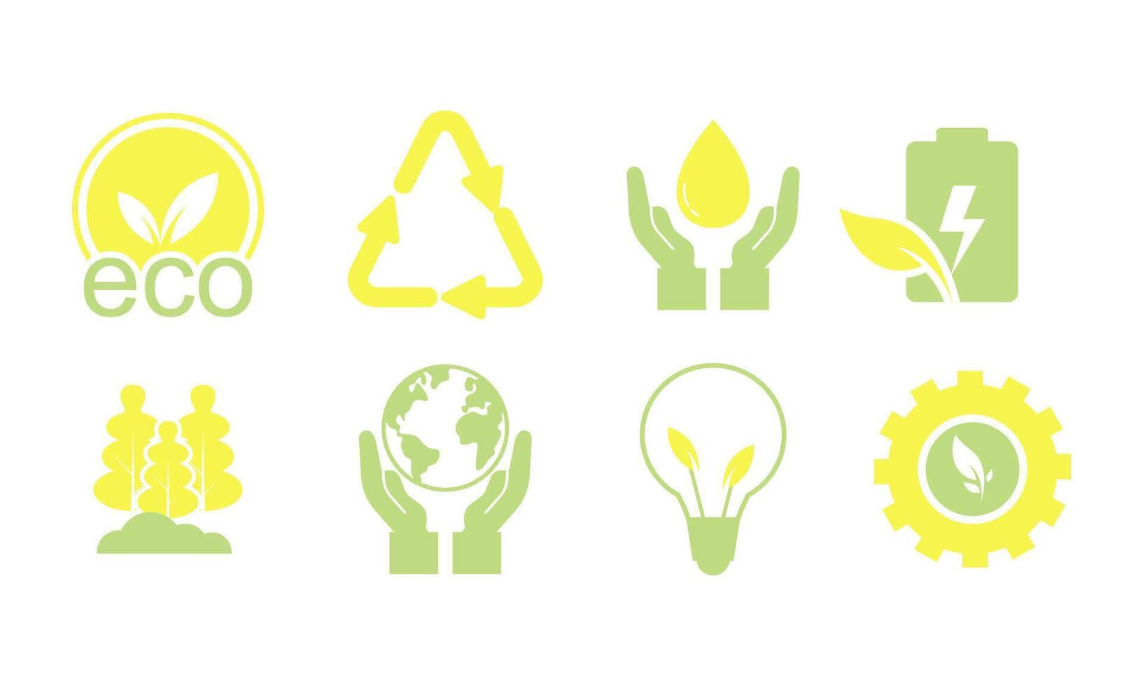 Green energy icon set. Collection of renewable energy, ecology and green electricity icons vector