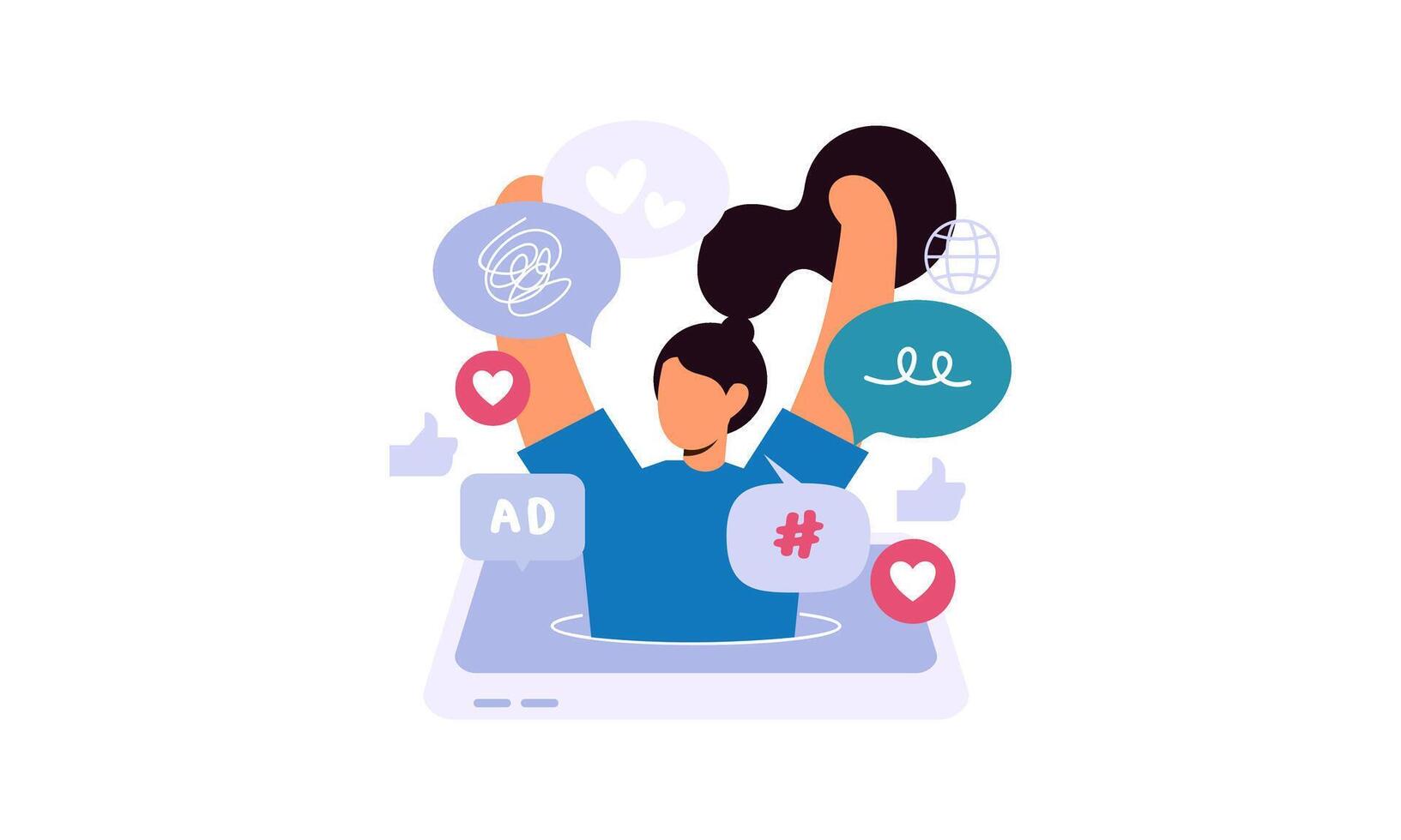Modern social media problems, peculiarities and differences vector